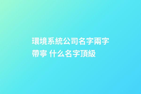 環境系統公司名字兩字帶寧 什么名字頂級-第1張-公司起名-玄機派